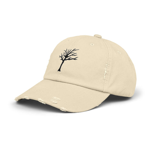 Distressed Tree Baseball Cap — Minimal Embroidered Bare Branches Hat
